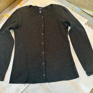 Gap Charcoal Grey 100% Cotton Soft Knit Cardi w/Front Snaps Size M